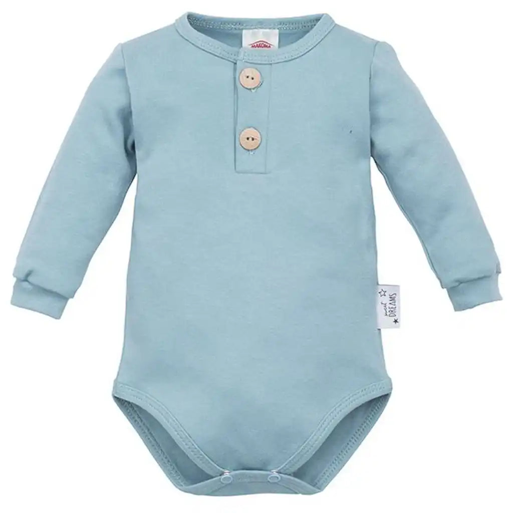 Langarm Body mit Holzknöpfe Türkis -Sweet Dreams-