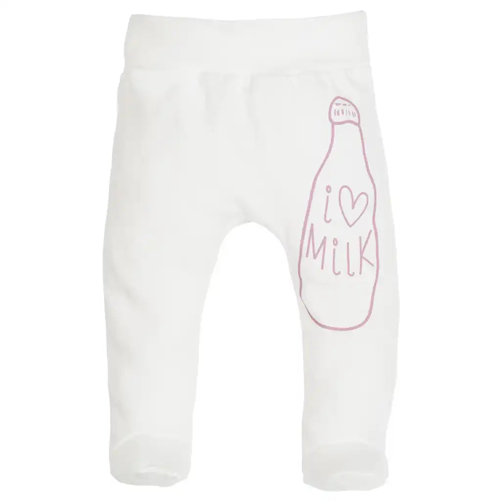 Hose mit Fuß Strampelhose für Mädchen -Milk Weiß-
