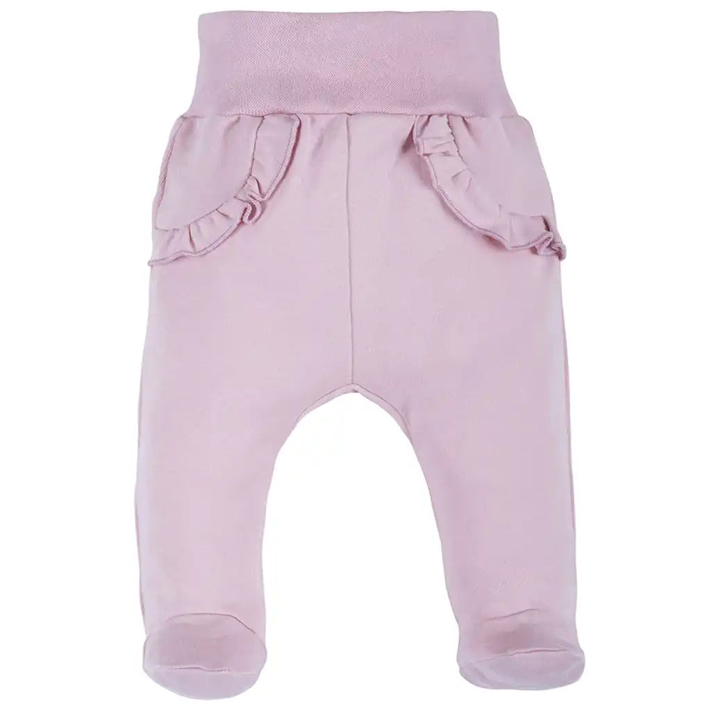 Baby Hose mit Fuß und breitem Bund Strampelhose für Mädchen -Rose Rosa-