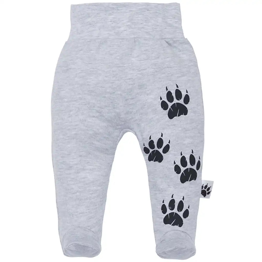 Babyhose mit Fuß Strampelhose für Jungen Grau -Wild World-