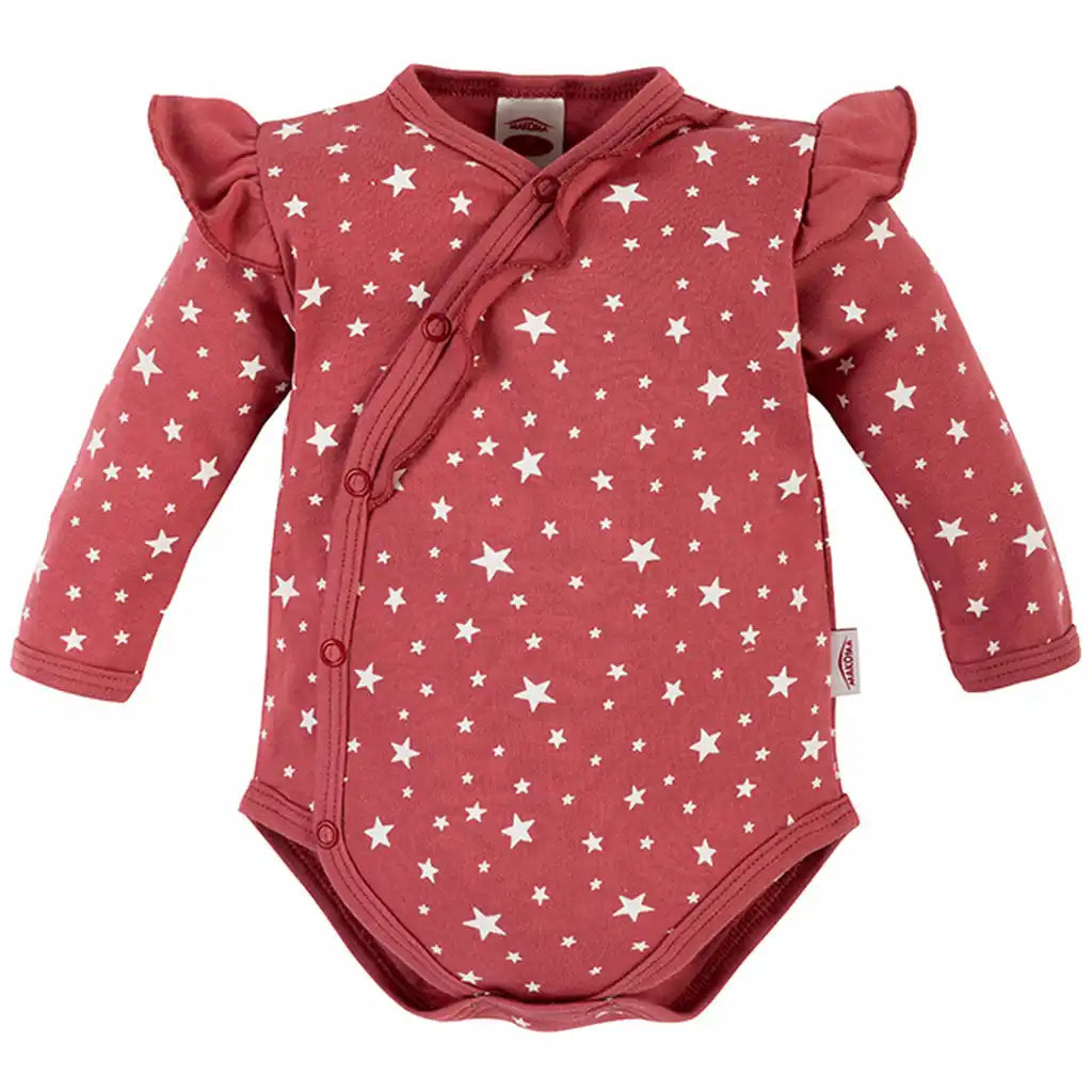 Baby Mädchen Langarm Body Sterne Rot