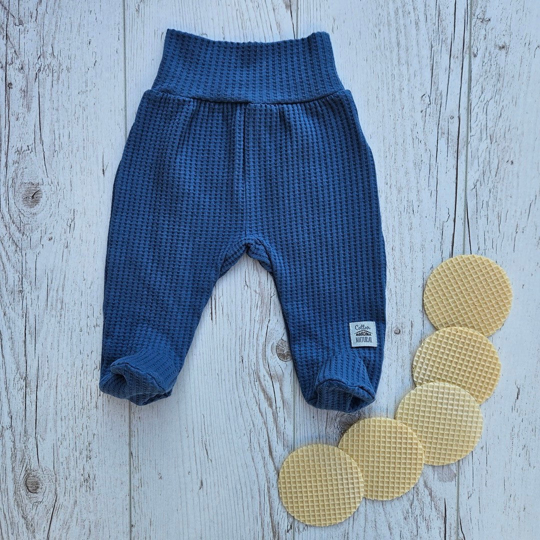 Hose mit Fuß Waffelpique Unisex Blau