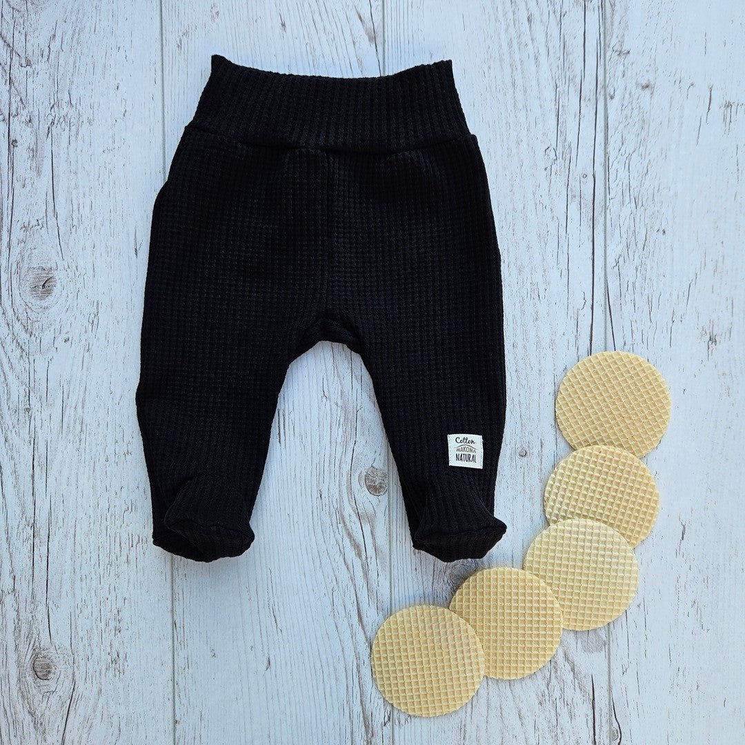 Hose mit Fuß Waffelpique Unisex Schwarz