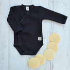Baby Wickelbody Langarm Waffelpique Schwarz