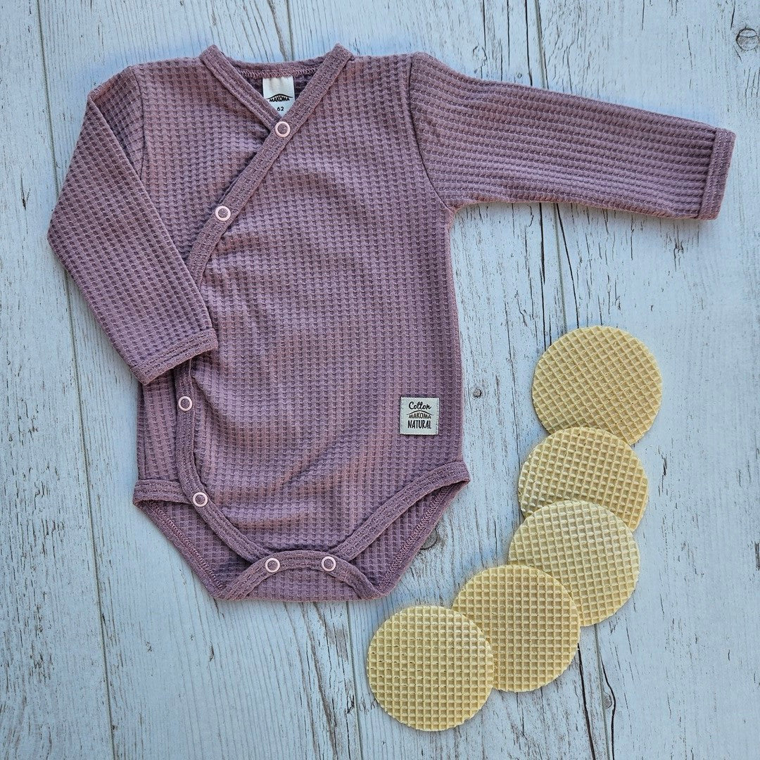 Baby Wickelbody Langarm Waffelpique Rosa