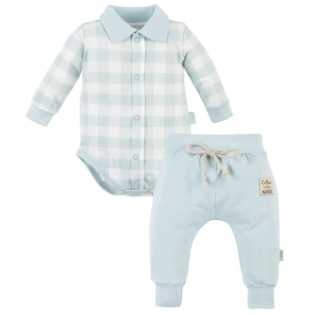 Baby Set 2er Bodyhemd Kariert mit Kragen & Hose (Mochito)