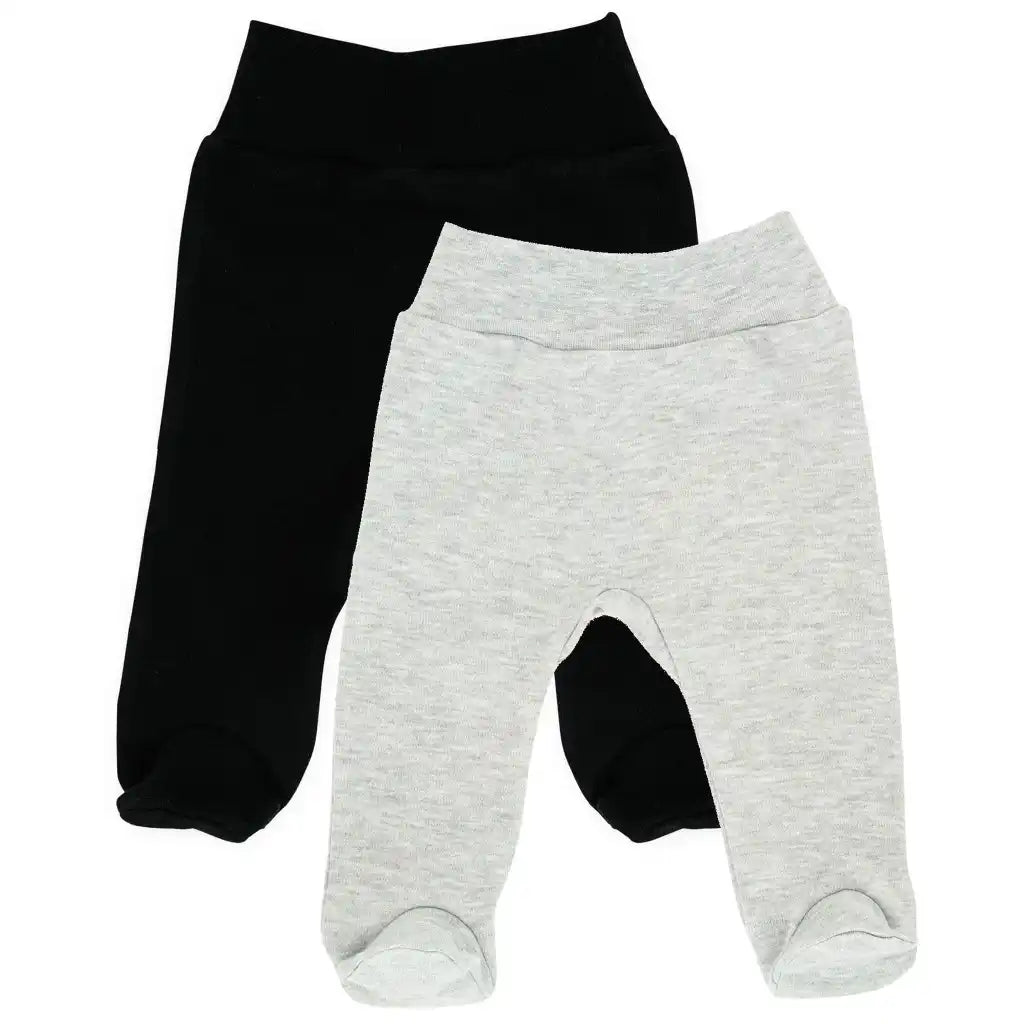 Baby Hose mit Fuß Set 2er Pack (Schwarz, Grau)