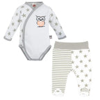 Baby Bekleidungs Set Eule-Sterne (Wickelbody & Hose)