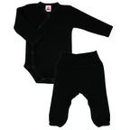 Baby Bekleidungs Set Neutral Schwarz (Wickelbody & Hose)
