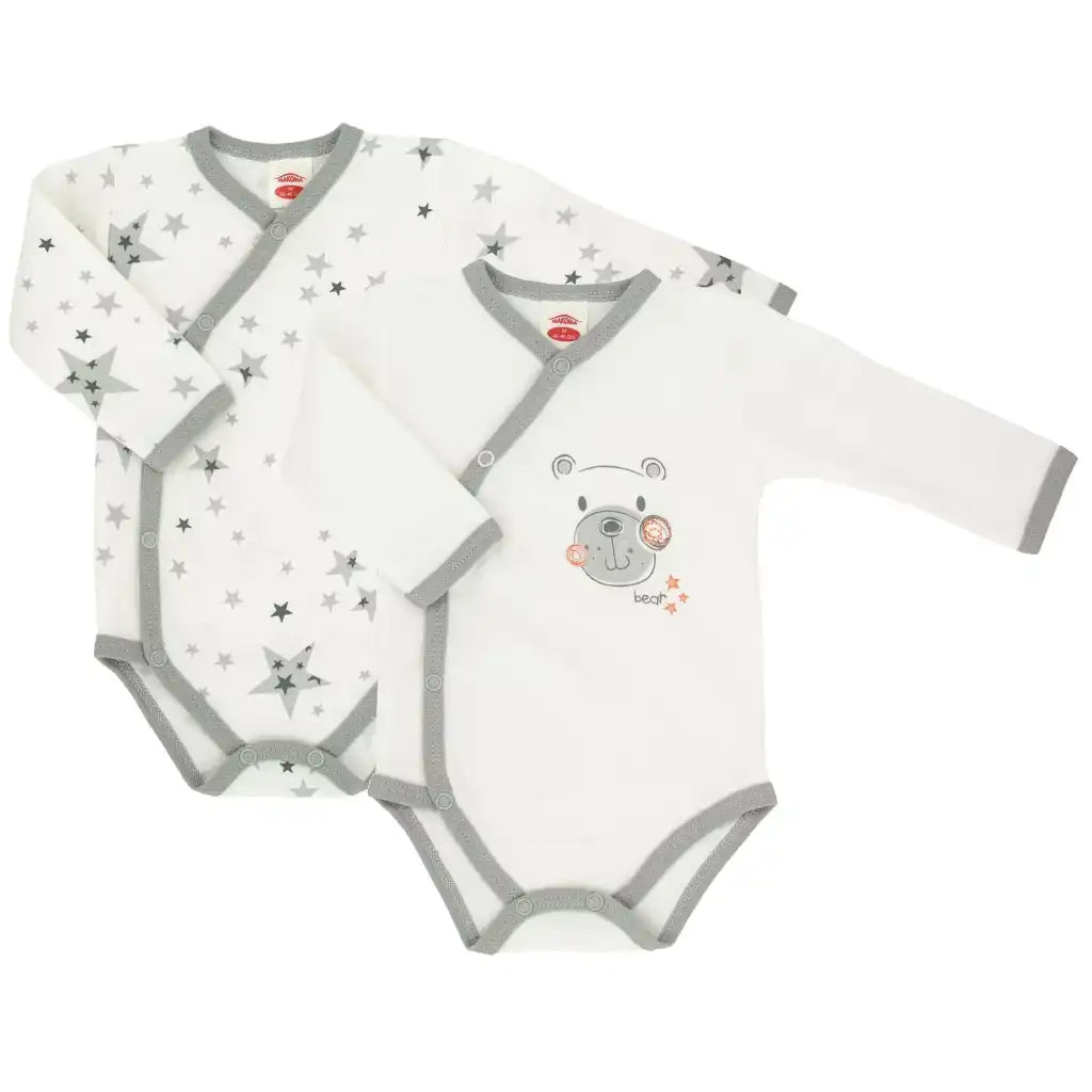 Baby Wickelbody Langarm Set 2er Pack (Teddy)