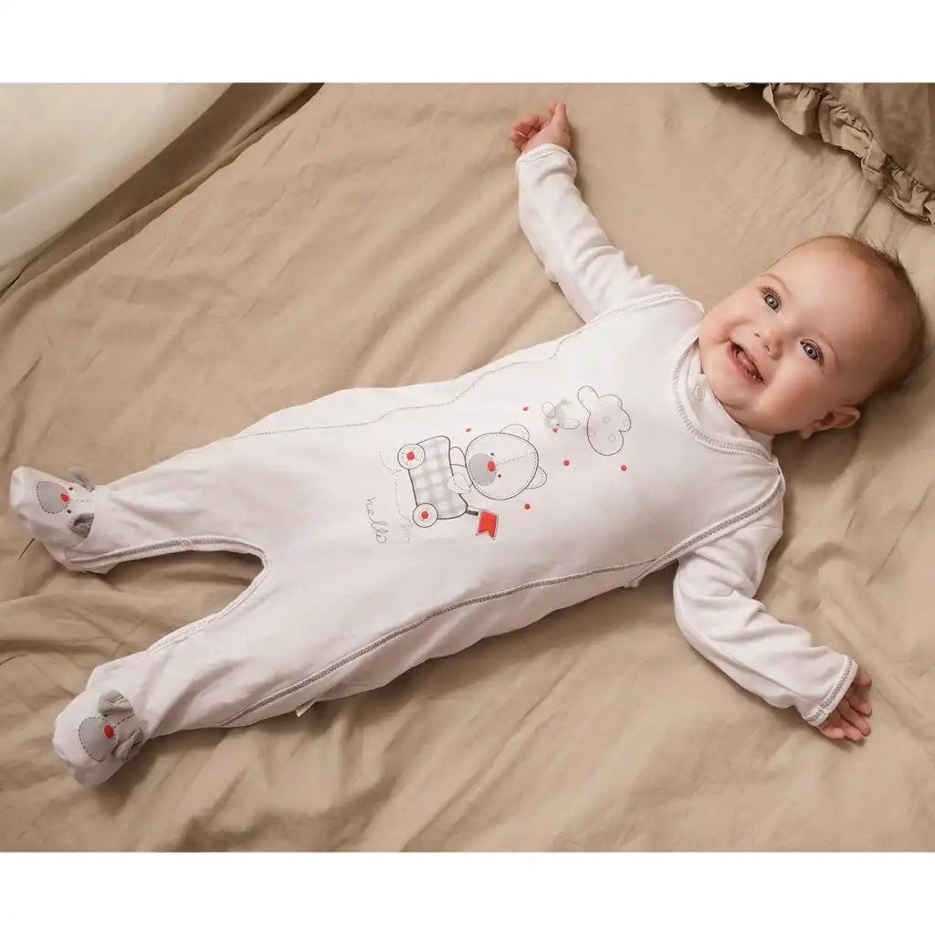 Baby Strampler-Set mit Langarmshirt Organic White