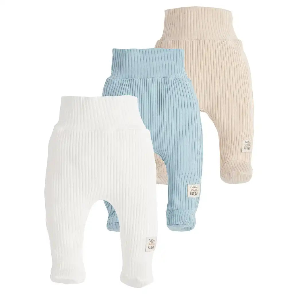 Baby Hose mit Fuß Set 3er Pack Harmony (Blau, Beige, Weiß)