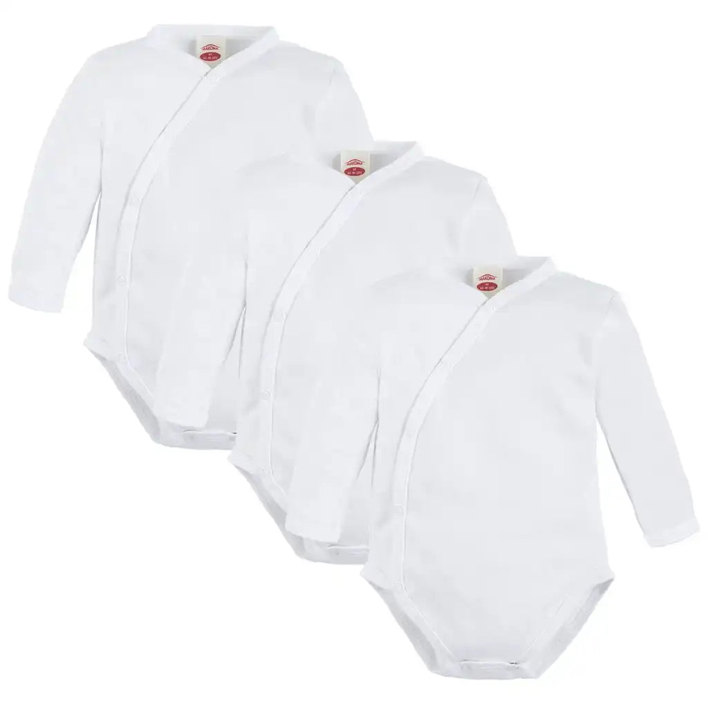 Baby Wickelbody Set 3er Pack (Weiß)