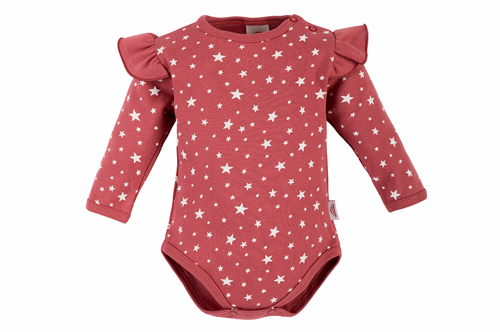 Baby Langarm Body Mädchen Sterne Rot