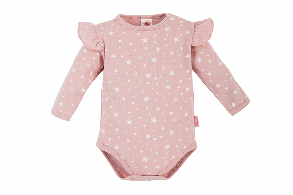 Baby Langarm Body Mädchen Sterne Rosa