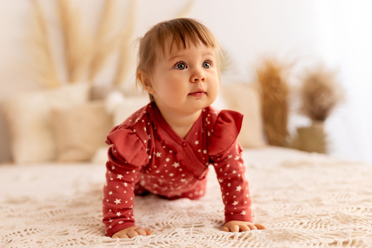 Baby Mädchen Langarm Body Sterne Rot