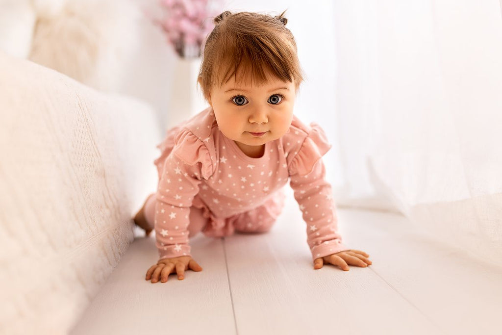 Baby Mädchen Langarm Body Wickelbody Sterne Rosa