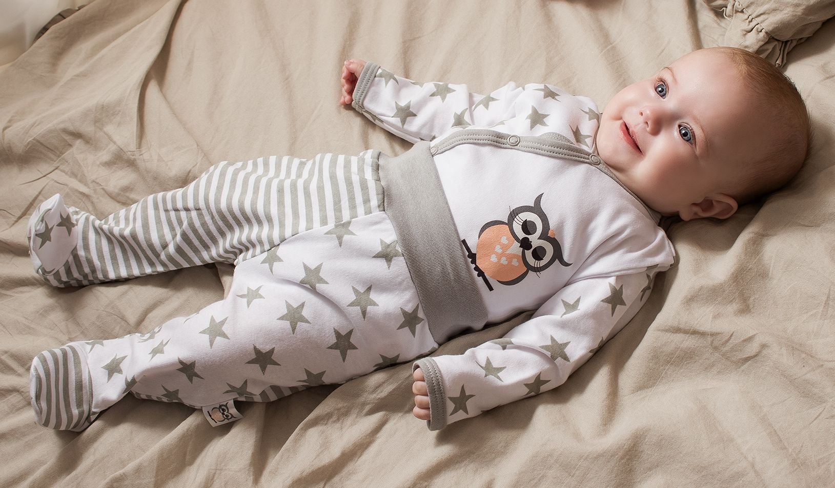 Baby Body Wickelbody Langarm -Eule Sterne-