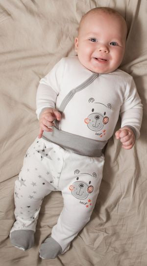 Langarm Body in Wickeloptik Weiß Teddy