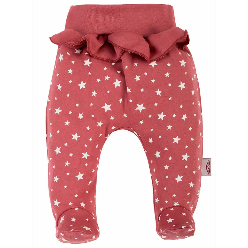 Baby Hose mit Fuß Strampelhose für Mädchen Sterne Rot