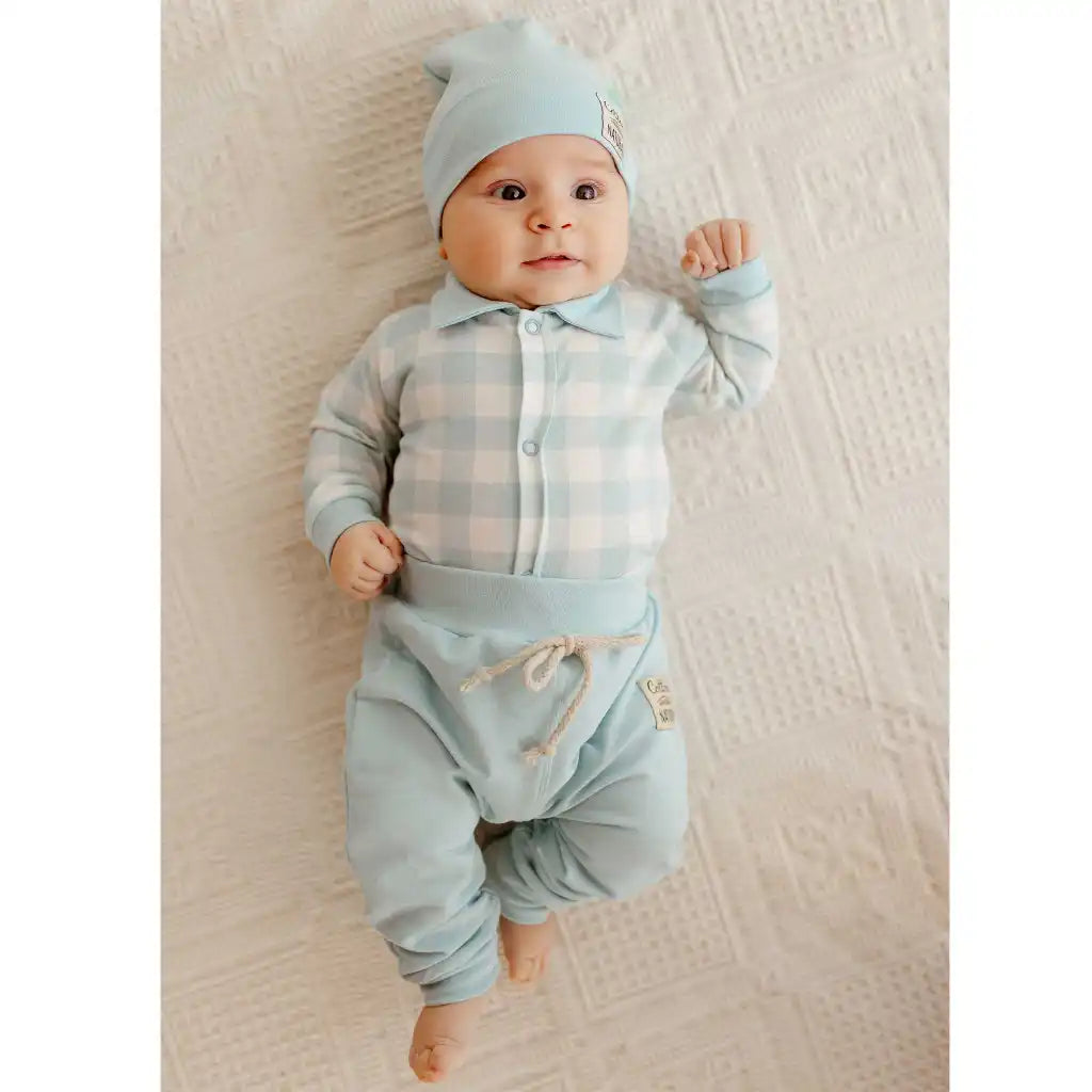 Baby Set 2er Bodyhemd Kariert mit Kragen & Hose (Mochito)