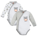 Baby Wickelbody Set 2er Pack Eule Sterne / Streifen