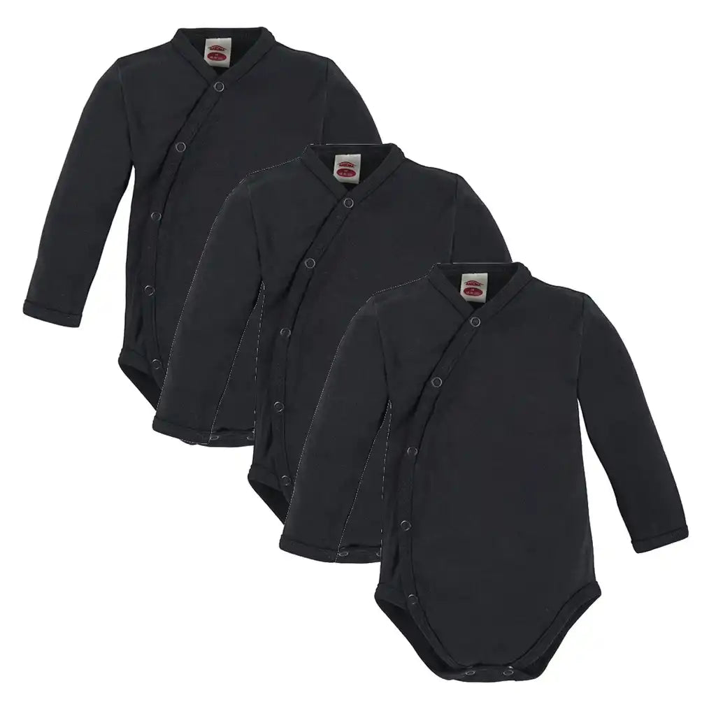 Baby Wickelbody Set 3er Pack (Schwarz)
