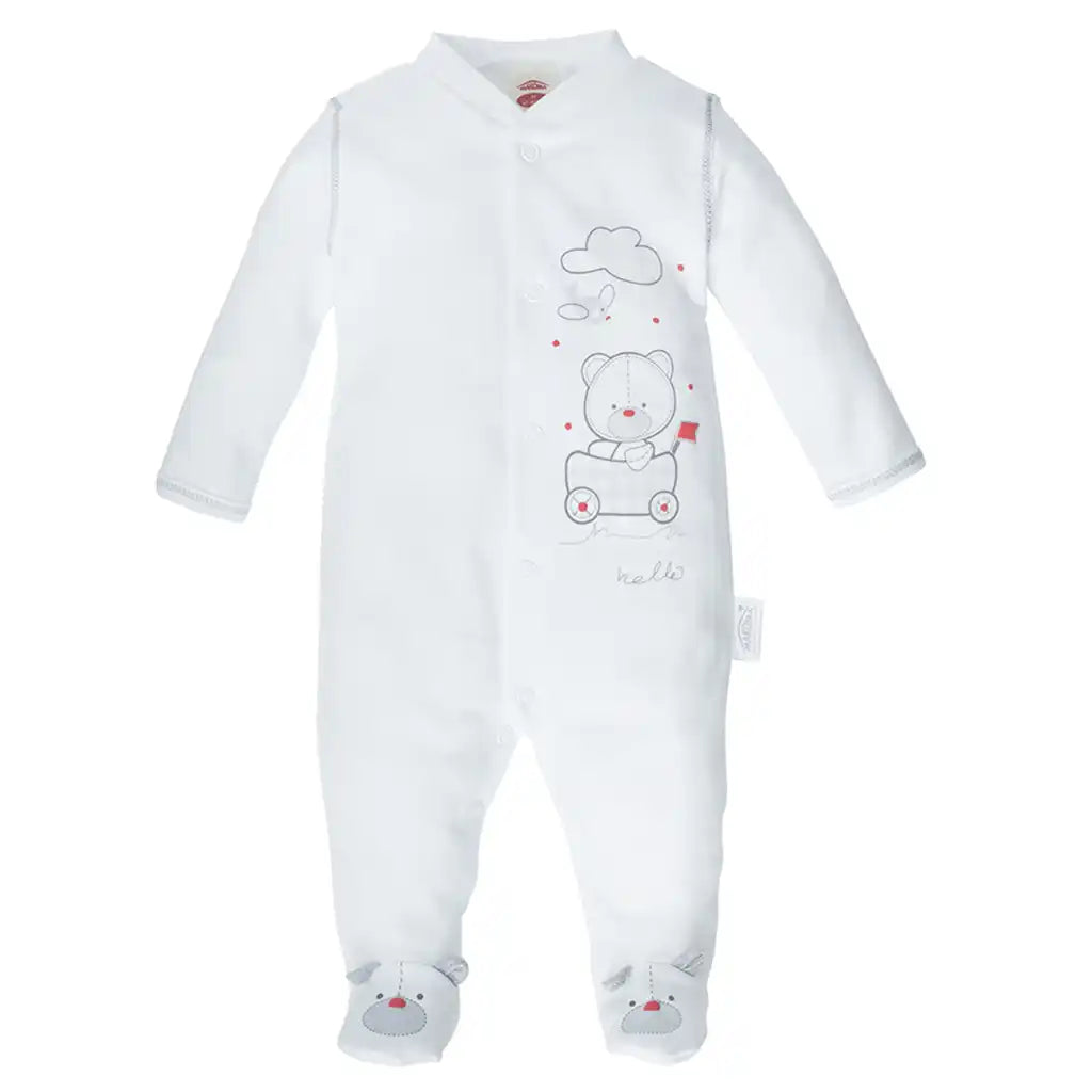 Schlafstrampler Strampler mit Fuß Unisex -Organic White-