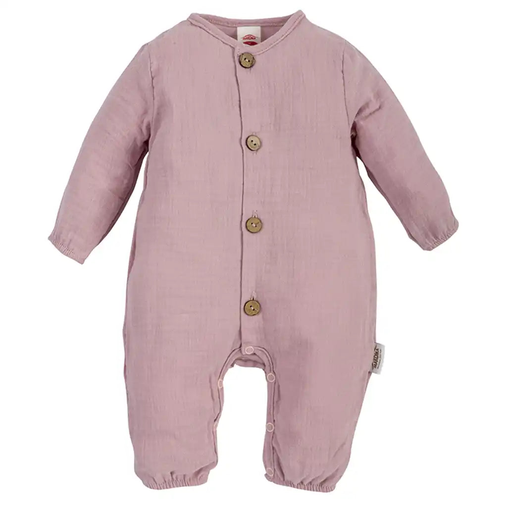 Baby Musselin Strampler Langarm -Rosa-