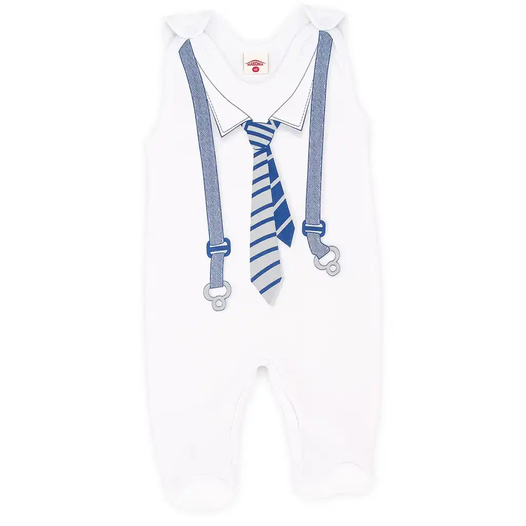 Jungen Baby Strampler mit Fuß und Krawatte weiß