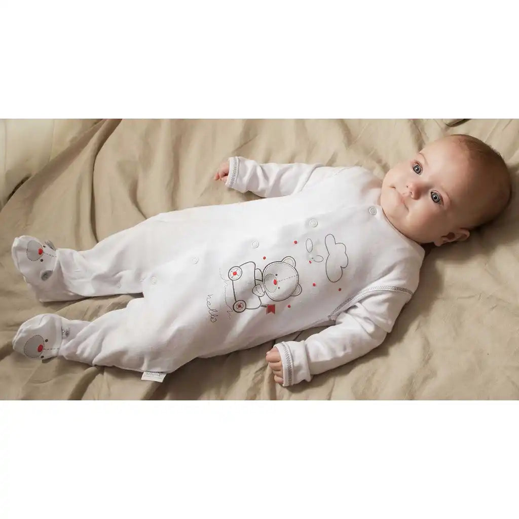 Schlafstrampler Strampler mit Fuß Unisex -Organic White-