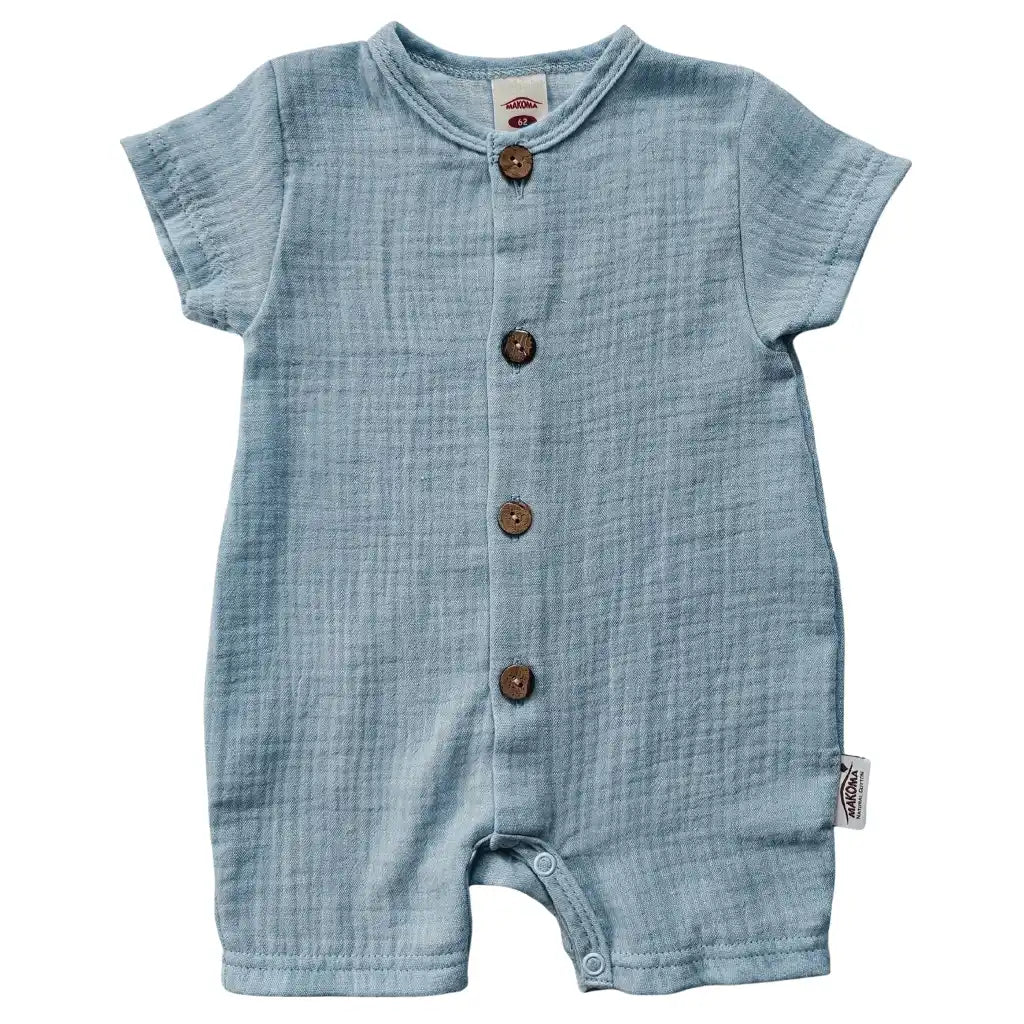 Baby Musselin Strampler kurz Sommer -blau-