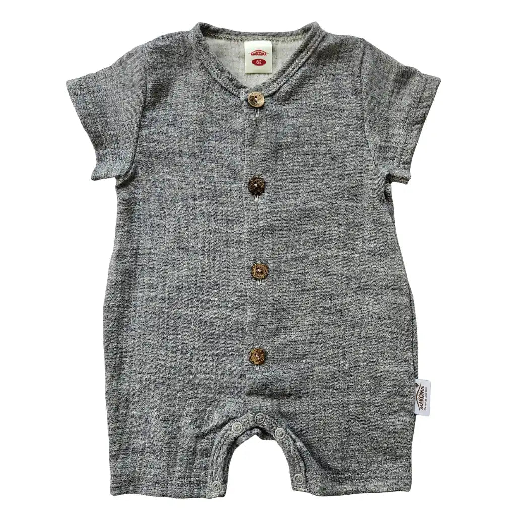 Baby Musselin Strampler kurz Sommer -grau-