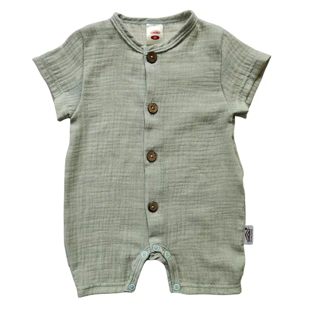 Baby Musselin Strampler kurz Sommer -grün-