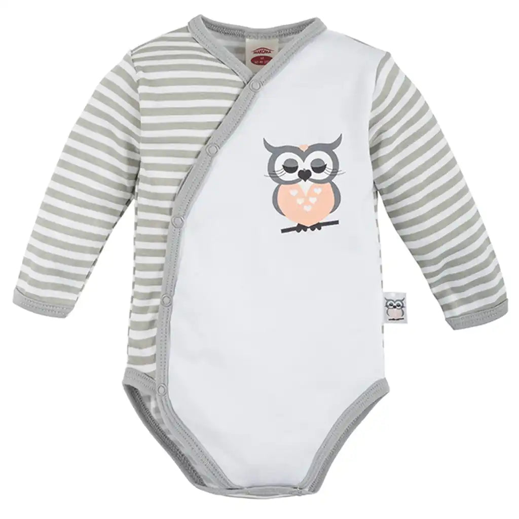 Baby Bekleidungs Set Eule-Streifen (Wickelbody & Hose)