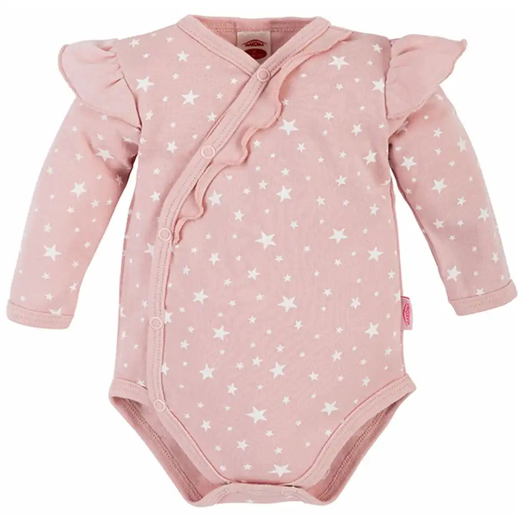 Baby Mädchen Langarm Body Wickelbody Sterne Rosa
