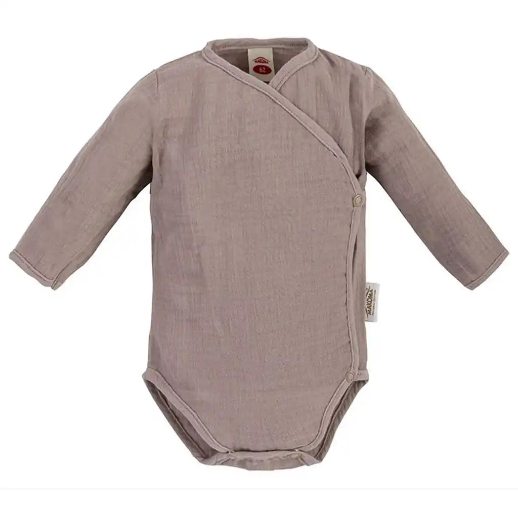 Baby Wickelbody Musselin Body Langarm -Braun-