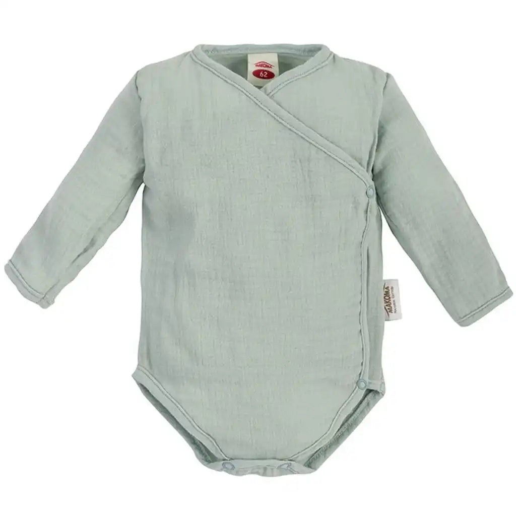 Baby Musselin Wickelbody Langarm Set 3er Pack (Braun, Weiß, Grün)
