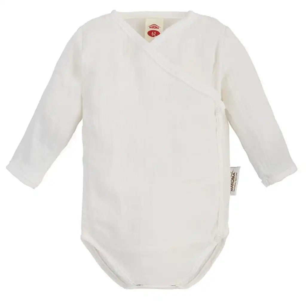 Baby Wickelbody Musselin Body Langarm -Weiß-